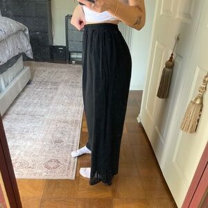 Vintage 1990 black rayon lined pants w elastic waist